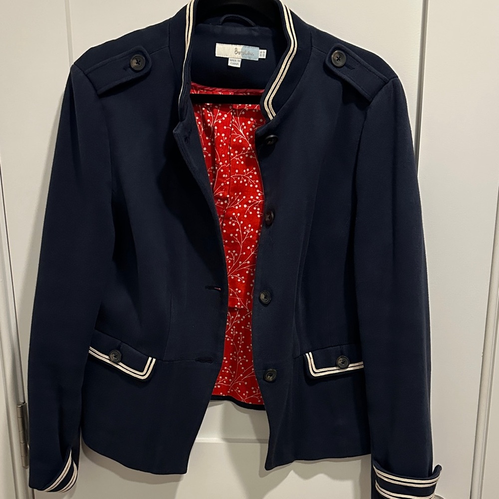 Navy Blue Women's Boden Jacket with Red Lining